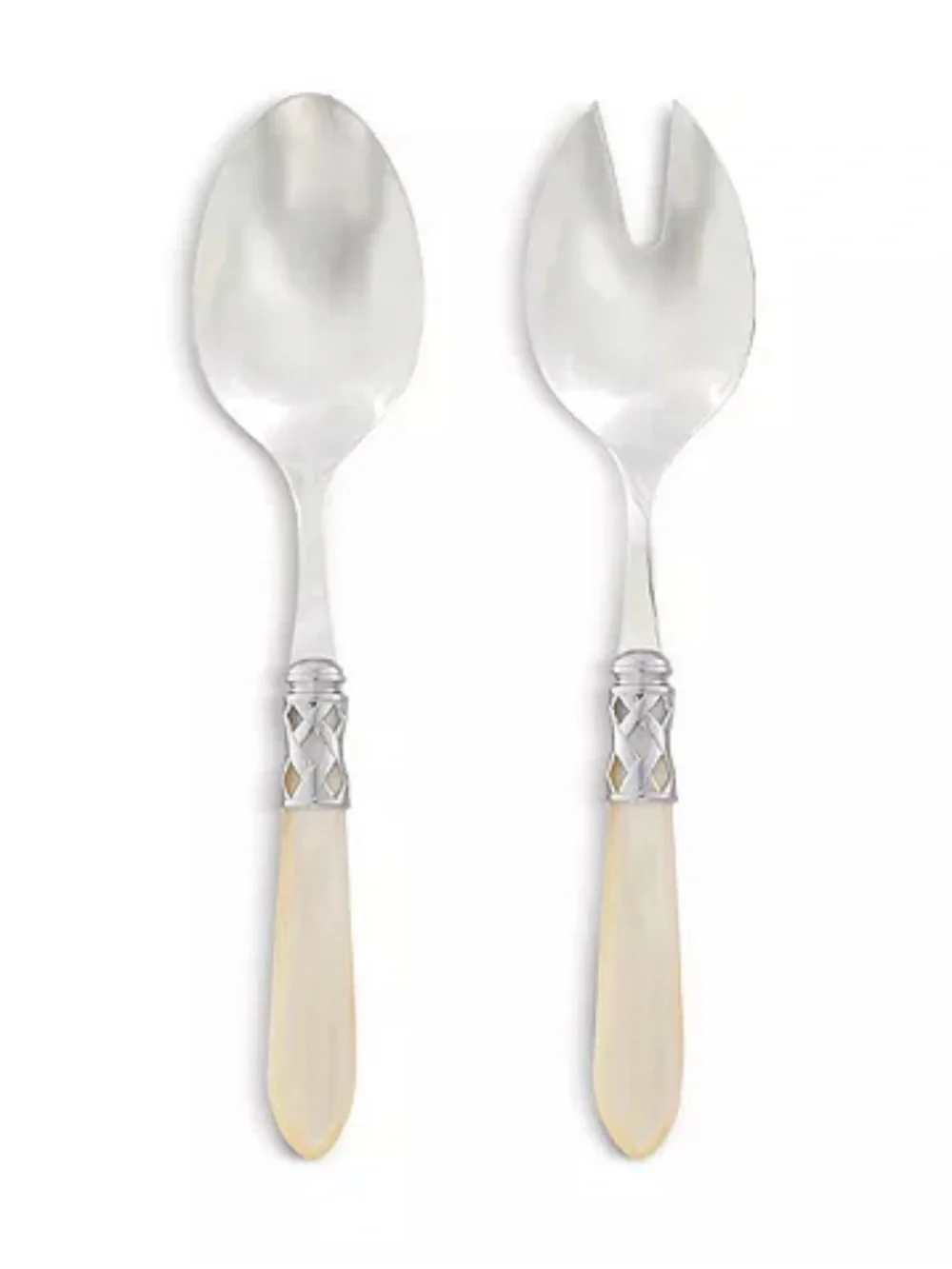 NEW Vietri Aladdin Brilliant Ivory Salad Server Set